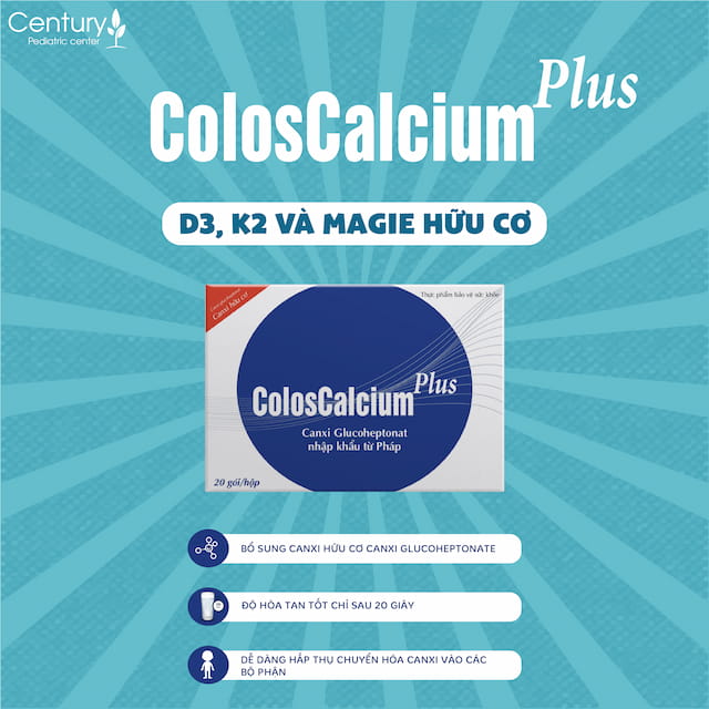 Canxi Coloscalcium Plus bổ sung thêm D3 K2 và Magie hữu cơ giúp hấp thụ Canxi tốt hơn.