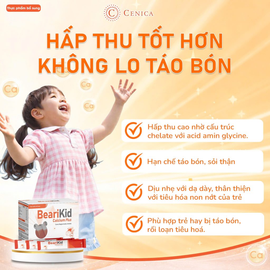 Canxi bearikid plus dễ dùng không lo táo bón